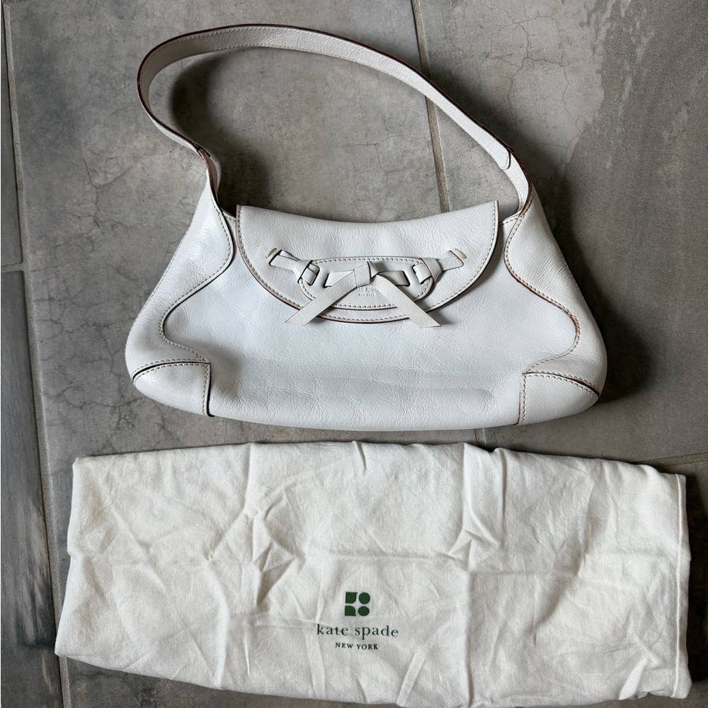 Kate Spade White Leather Shoulder Purse Bag Handbag Y2K Vintage